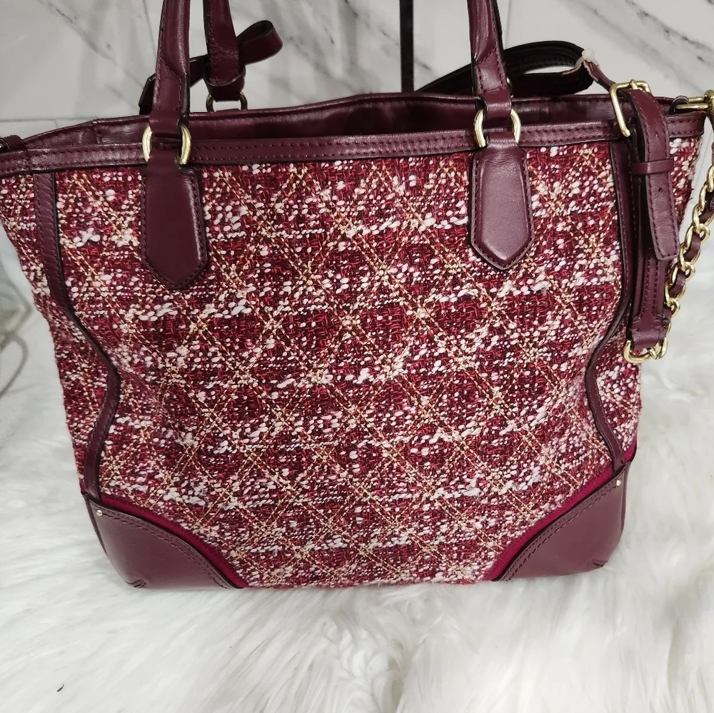 💜▪️ Coach▪️ Purple Poppy Tweed Quilted Boucle Blaire Crossbody Tote Bag